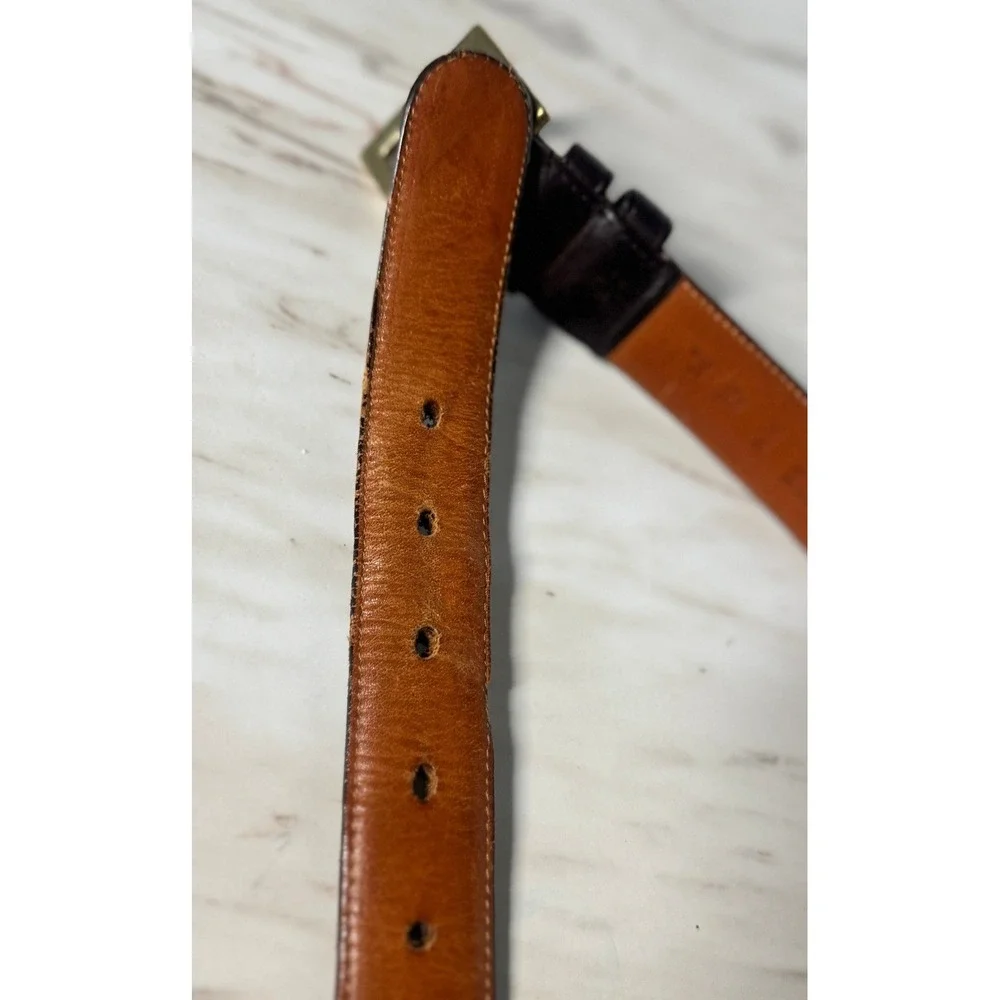 Vintage Coach 7092 Mens Brown Glove Tanned Leather Belt Solid Brass Buckle 36